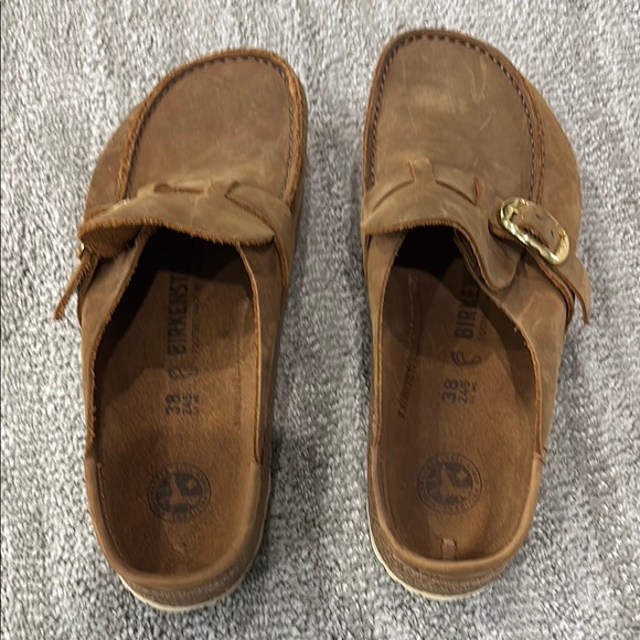 Birkenstock Cognac Buckley Oiled Leather Women's Moccasin Style Clogs - Picture 3 of 11